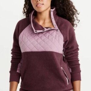 Abercrombie & Fitch Asymmetrical Snap Up Quilted Fleece Pullover